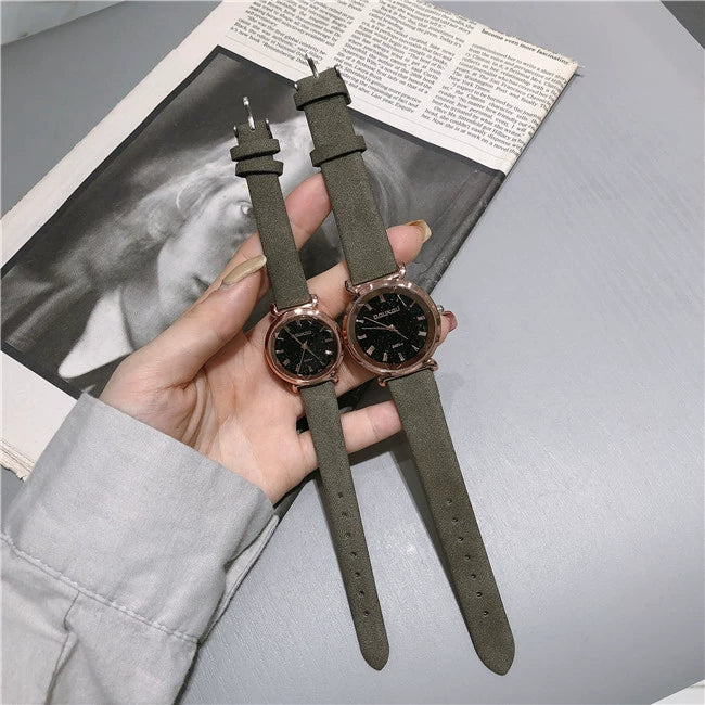 Leisure Retro Allmatch Couple Watch Alloy Case Imitation Leather Strap Stainless Steel Clasp Round Dial Ordinary Glass Mirror - Image 14