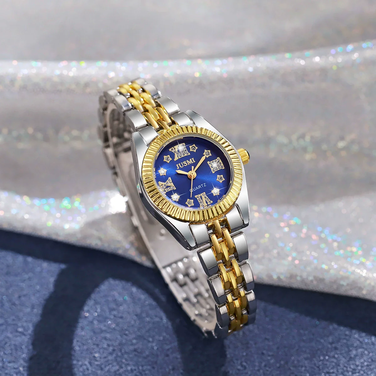 Leisure Style Alloy Case Stainless Steel Band Round Quartz Watch And Jewelry Set - Image 3