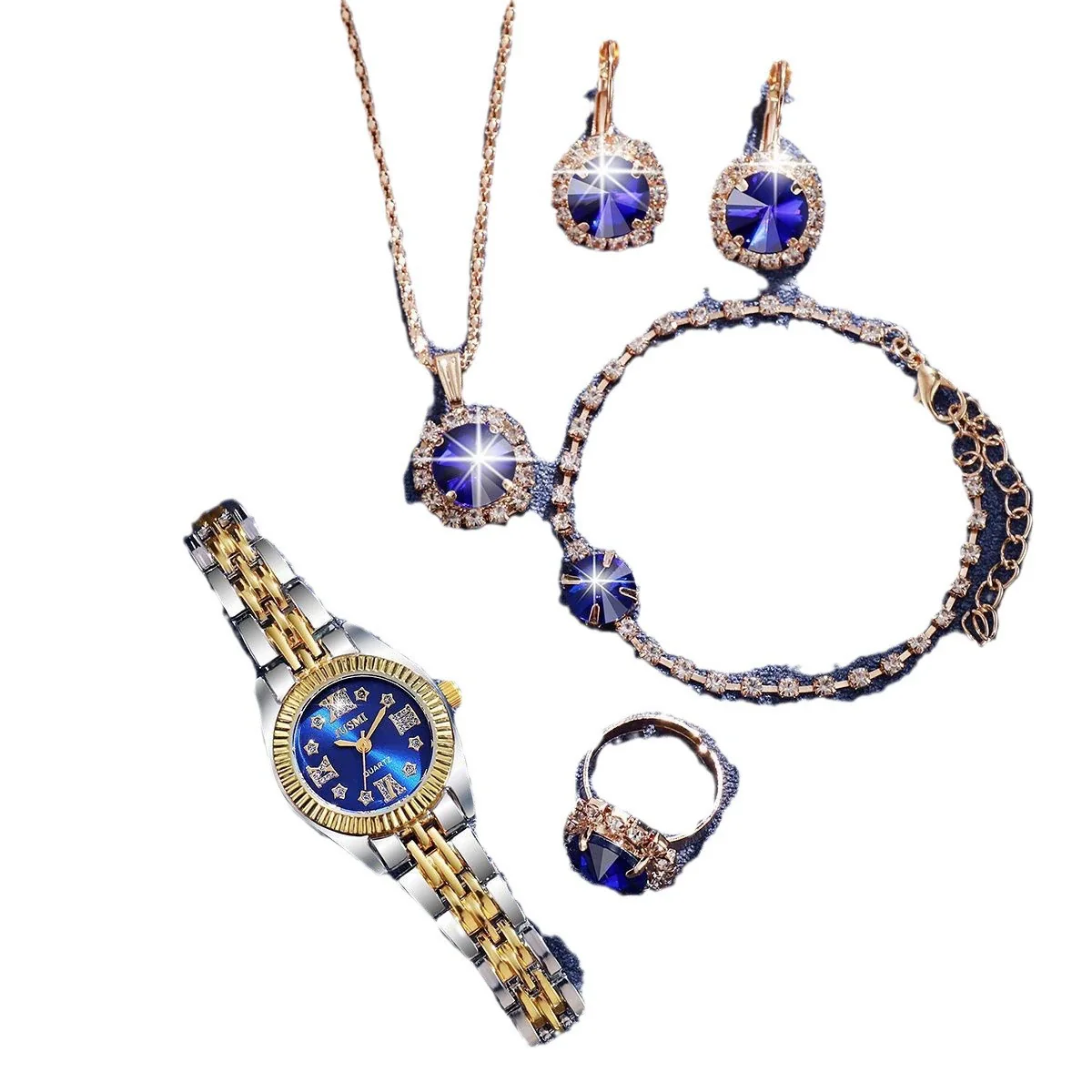 Leisure Style Alloy Case Stainless Steel Band Round Quartz Watch And Jewelry Set - Image 4