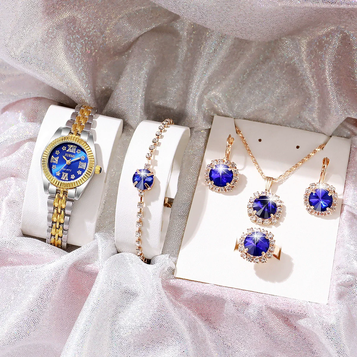 Leisure Style Alloy Case Stainless Steel Band Round Quartz Watch And Jewelry Set - Image 5