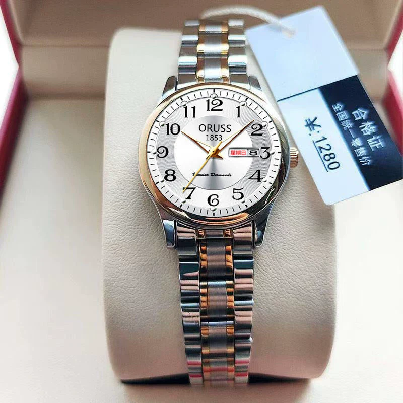 Leisure Ultrathin Waterproof Quartz Watch For Couples Tungsten Steel Alloy Mineral Strengthened Glass Mirror Round Dial - Image 2