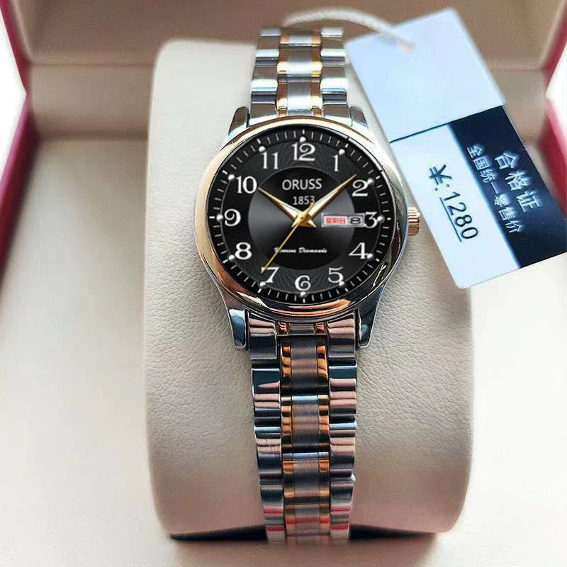 Leisure Ultrathin Waterproof Quartz Watch For Couples Tungsten Steel Alloy Mineral Strengthened Glass Mirror Round Dial - Image 3