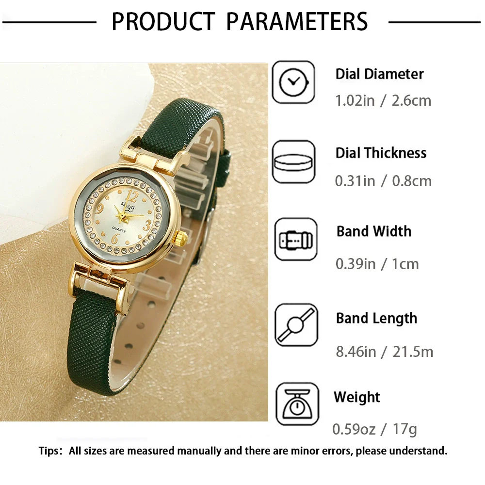 Leisure Women Jewelry Set With Alloy Case Round Dial Quartz Watch And Imitation Leather Belt And Stainless Steel Clasp - Image 4