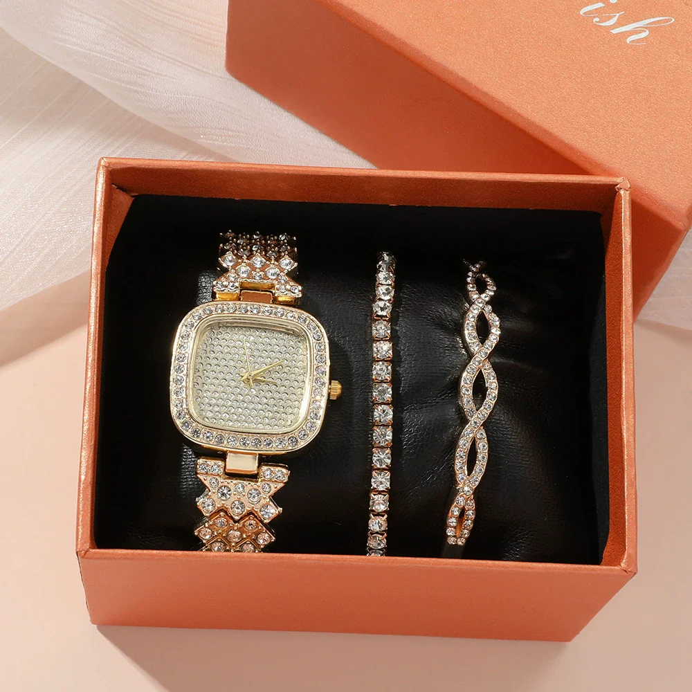 Leisure Women's Alloy Bracelet Watch With Square Dial And Diamond Star Design - Image 7
