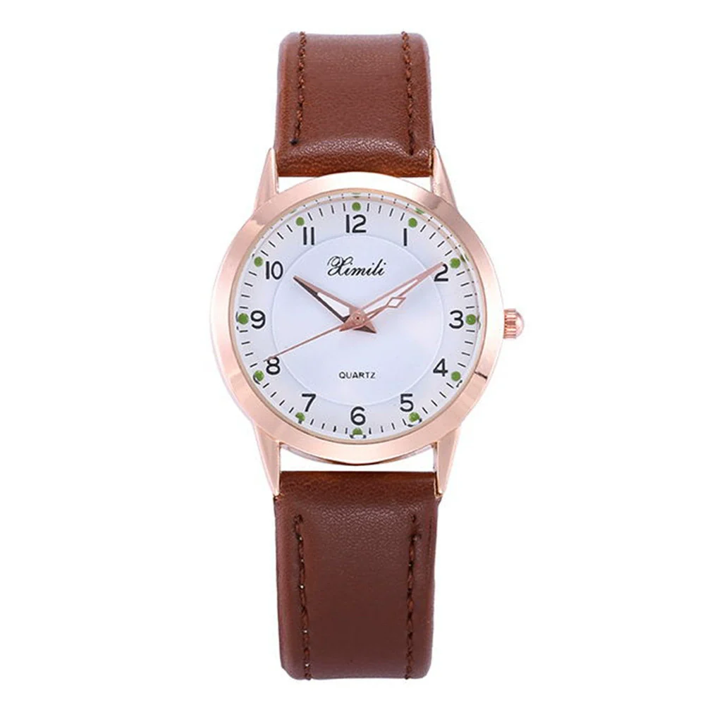 Leisure Women's Watch With Imitation Leather Strap Alloy Case Round Dial And Stainless Steel Buckle