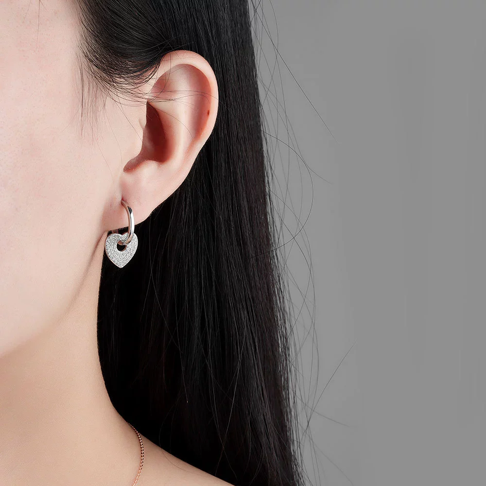 Light Luxury Ear Buckle S925 Sterling Silver Geometric Love Design Jewelry For Women - Image 2