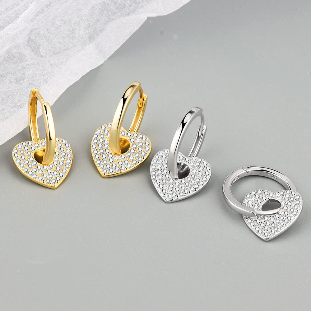 Light Luxury Ear Buckle S925 Sterling Silver Geometric Love Design Jewelry For Women - Image 4