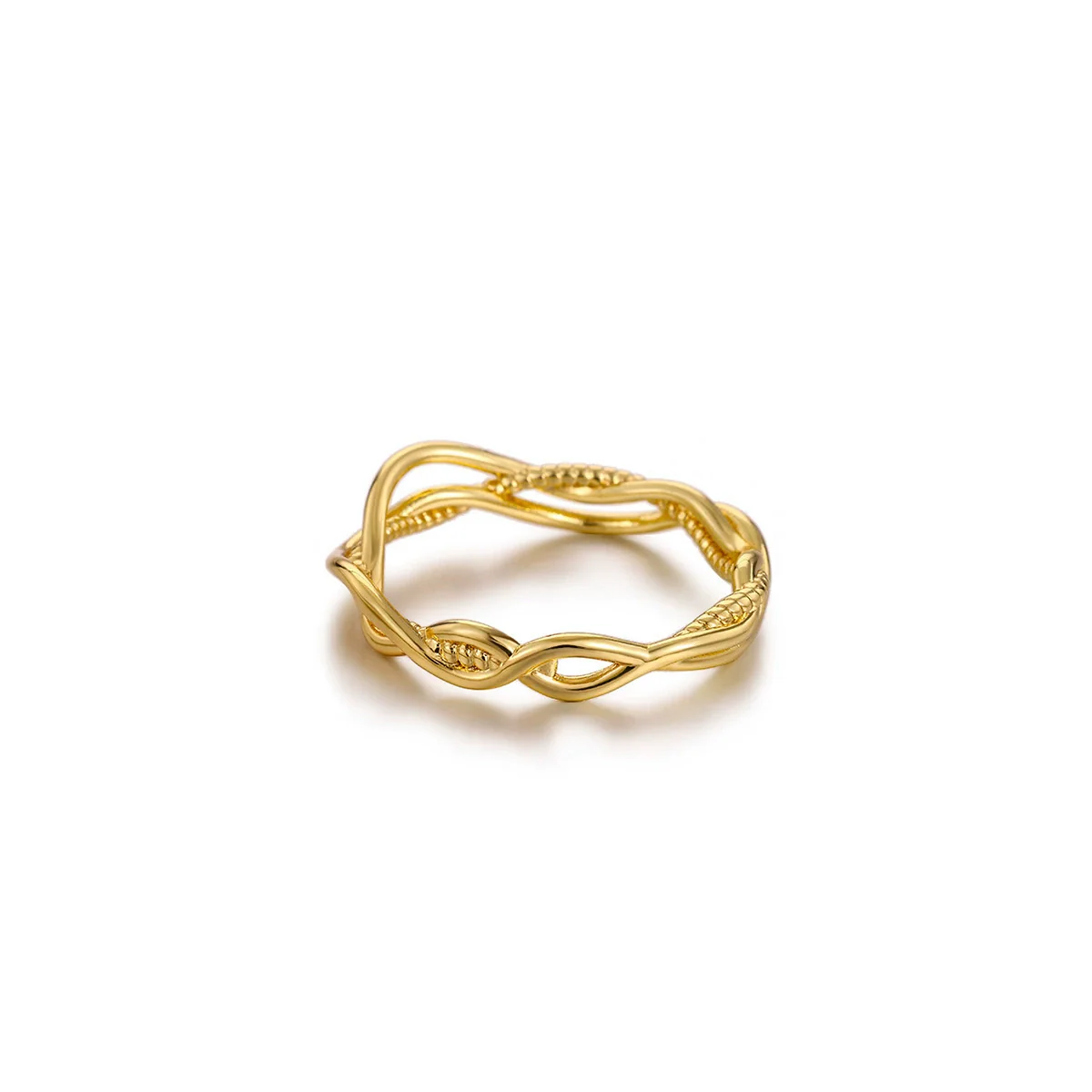 Light Luxury Geometric Irregular Lines Hollow Wide Ring Inlaid With Gold Stainless Steel Ring For Women - Image 10