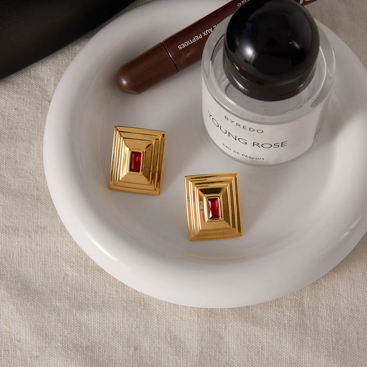 Light Luxury Geometric Square Electroplated Stainless Steel Zircon Earrings For Women - Image 4