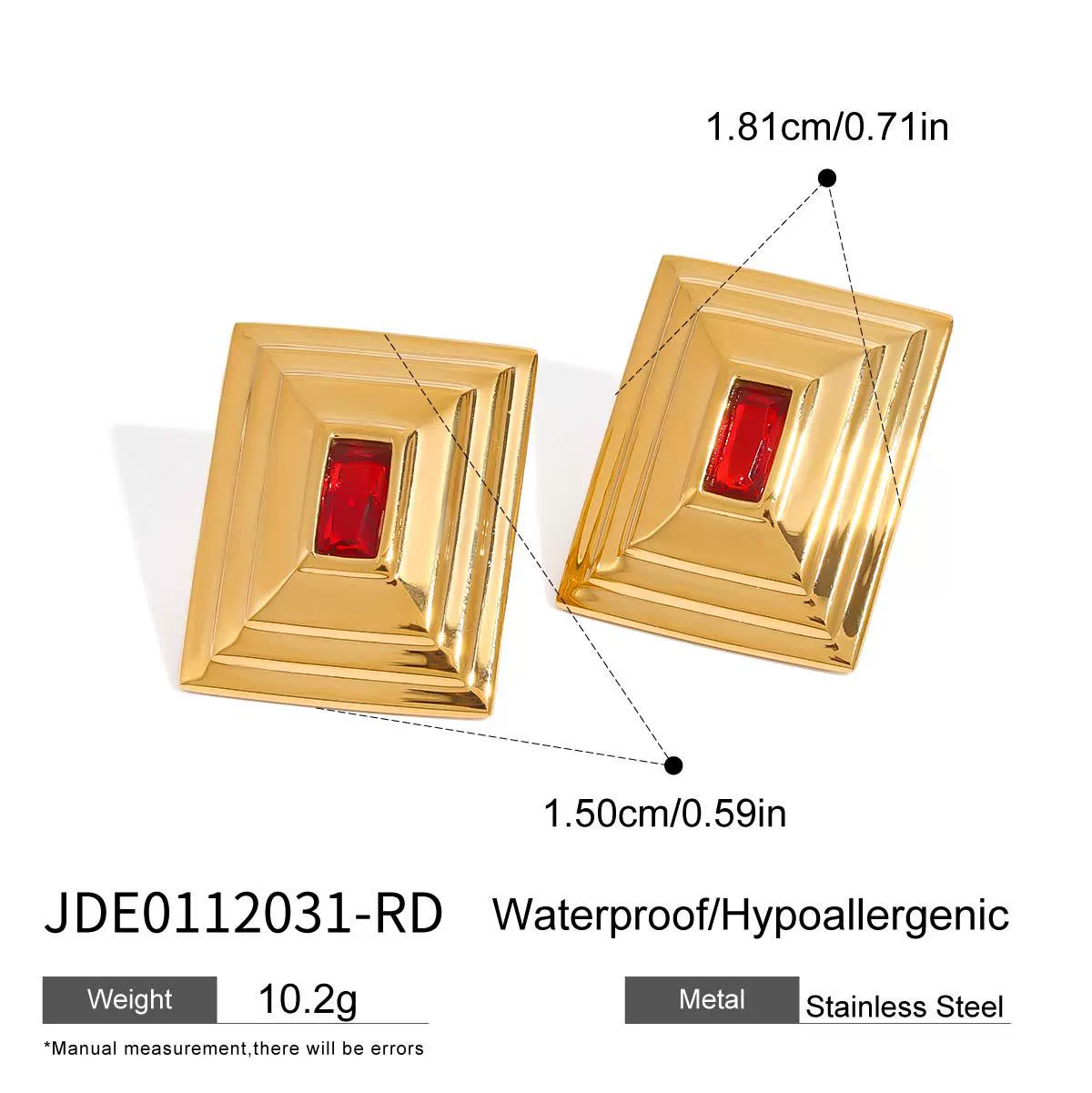 Light Luxury Geometric Square Electroplated Stainless Steel Zircon Earrings For Women - Image 7