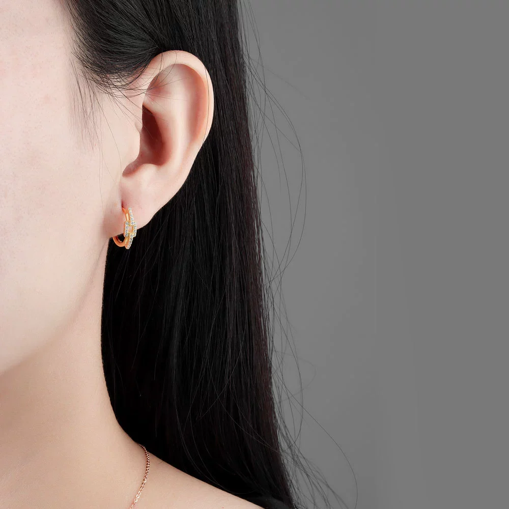 Light Luxury S925 Sterling Silver Geometric Electroplated Diamond Ear Ring For Women - Image 2