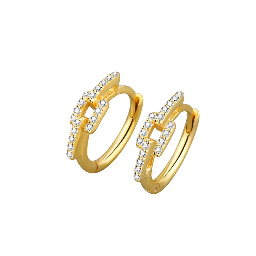 Light Luxury S925 Sterling Silver Geometric Electroplated Diamond Ear Ring For Women - Image 5