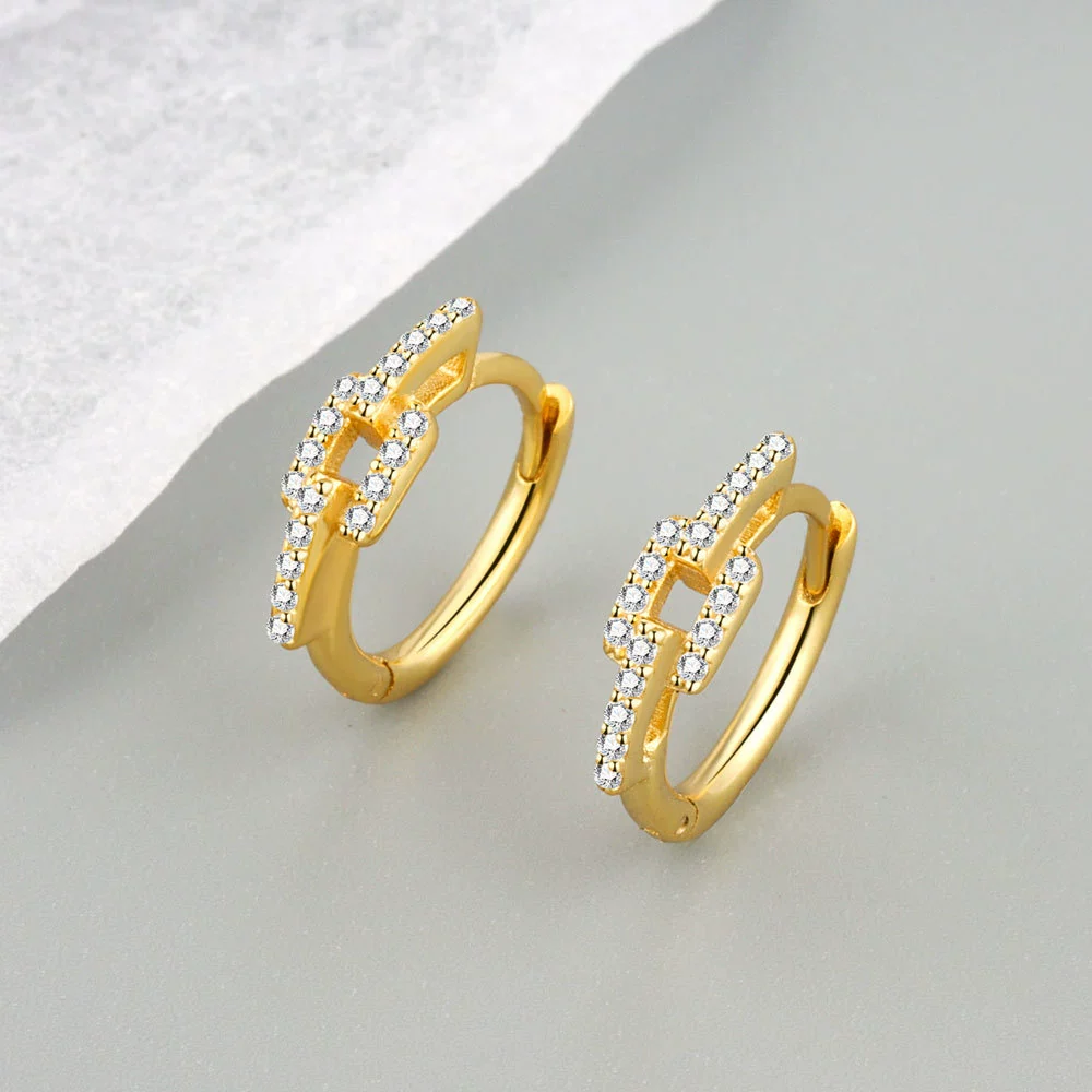 Light Luxury S925 Sterling Silver Geometric Electroplated Diamond Ear Ring For Women - Image 6