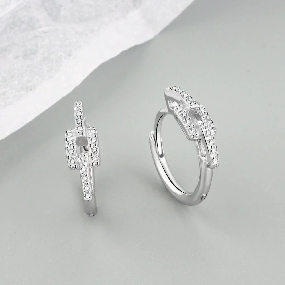 Light Luxury S925 Sterling Silver Geometric Electroplated Diamond Ear Ring For Women - Image 7