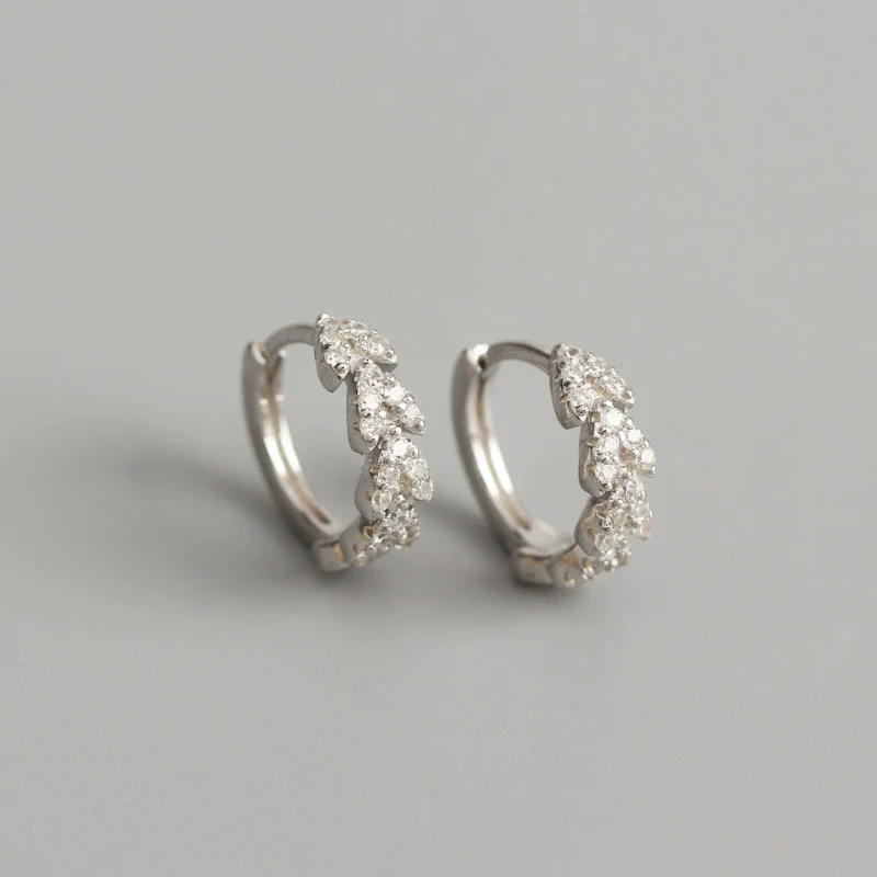 Light Luxury S925 Sterling Silver Peach Heart Leaf Diamond Ear Ring For Women With Electroplating And Flower Pattern - Image 6