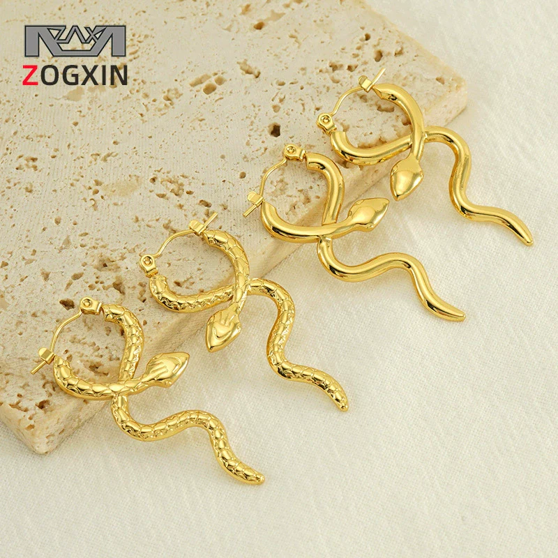 Light Luxury Snake Earrings 316L Stainless Steel 18K Electroplated Jewelry For Women