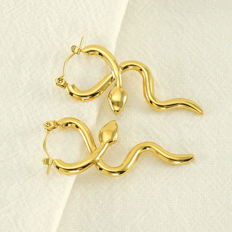 Light Luxury Snake Earrings 316L Stainless Steel 18K Electroplated Jewelry For Women - Image 2