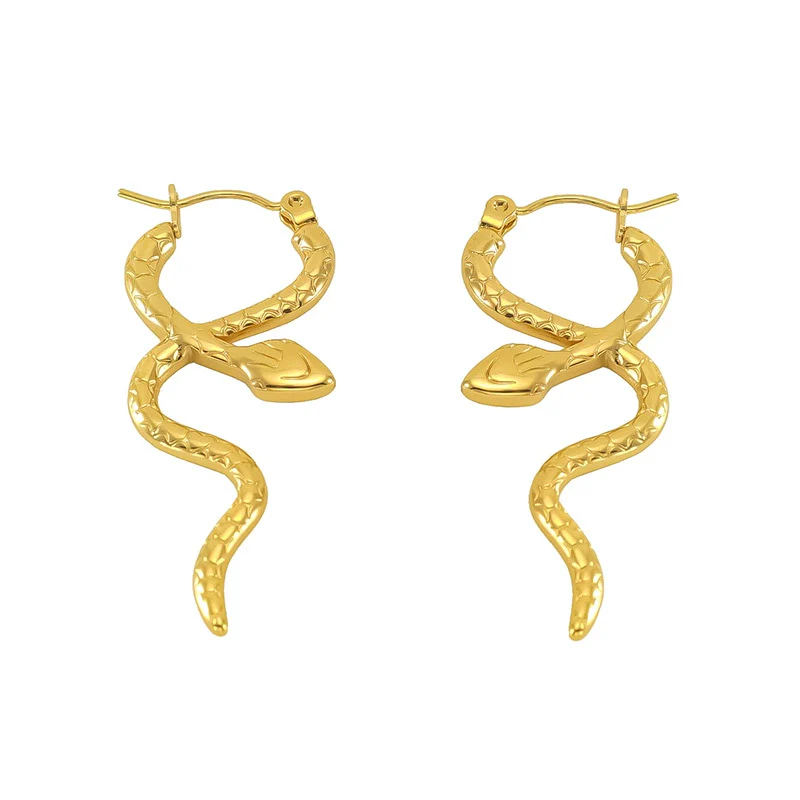 Light Luxury Snake Earrings 316L Stainless Steel 18K Electroplated Jewelry For Women - Image 5