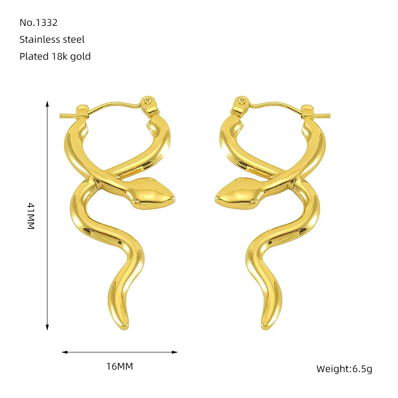 Light Luxury Snake Earrings 316L Stainless Steel 18K Electroplated Jewelry For Women - Image 6
