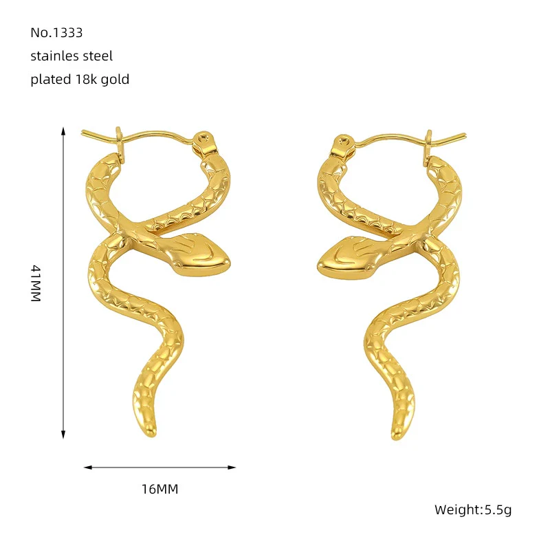 Light Luxury Snake Earrings 316L Stainless Steel 18K Electroplated Jewelry For Women - Image 7
