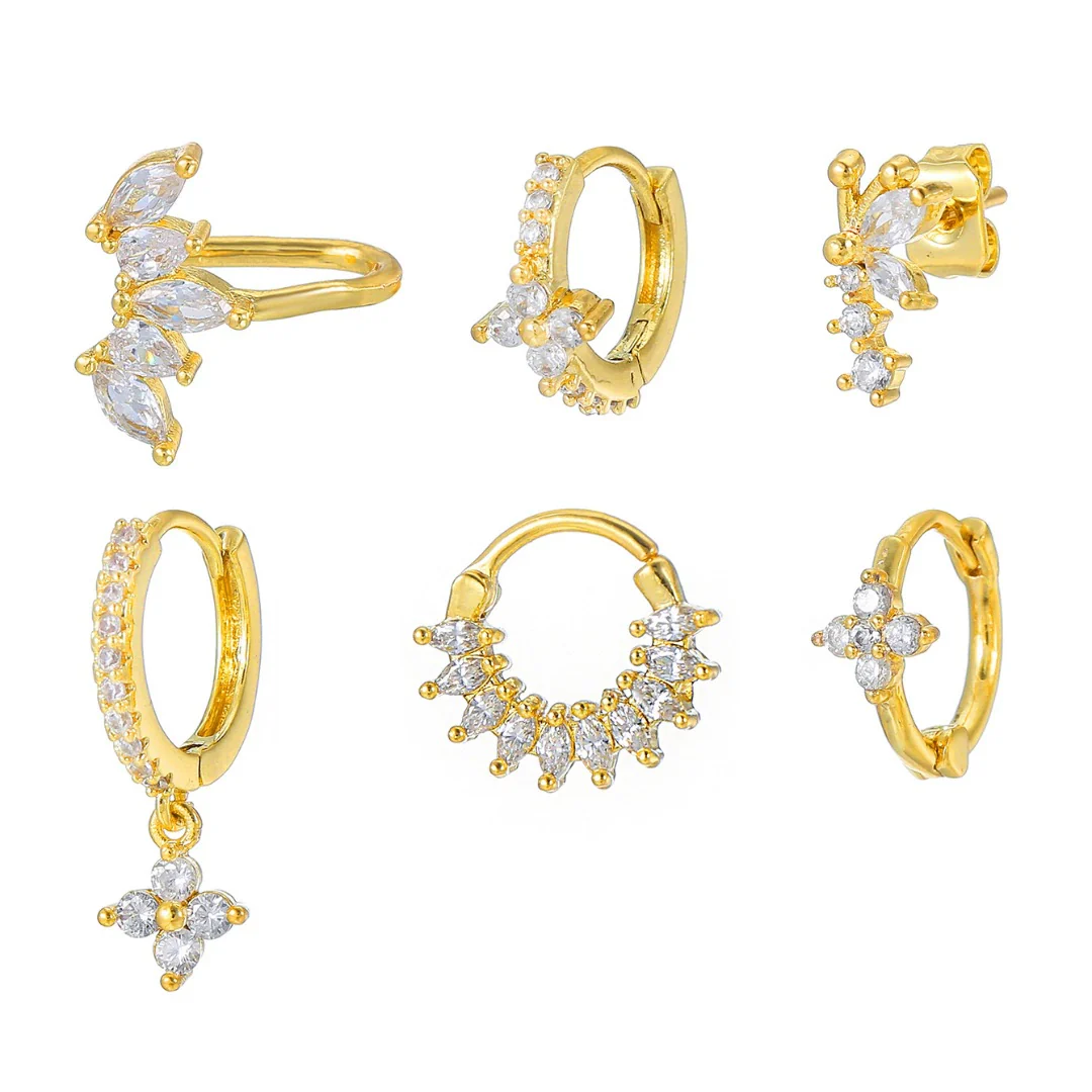 Light Luxury Style Copper Fourleaf Clover Petal Zircon Ear Clip Earrings Jewelry For Women - Image 5