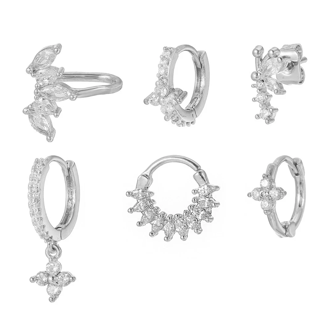 Light Luxury Style Copper Fourleaf Clover Petal Zircon Ear Clip Earrings Jewelry For Women - Image 7