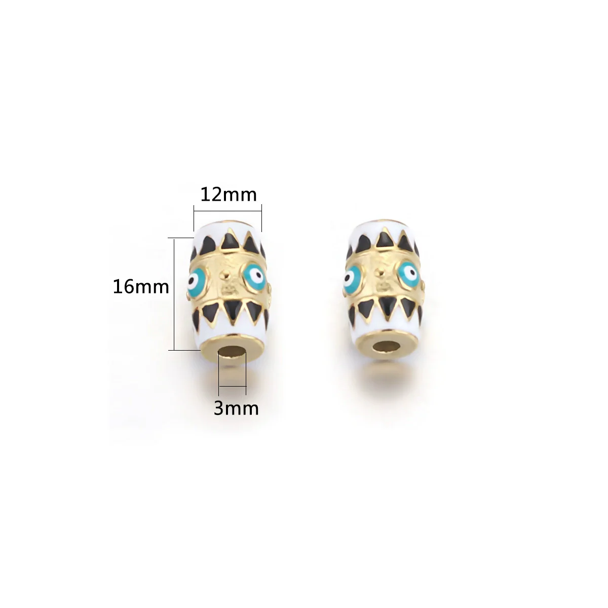 Loose Beads Stainless Steel Natural Stone Doublesided Enamel Oil Eye 18K Gold Vacuum Plated Eight Eyes Drum Beads - Image 12