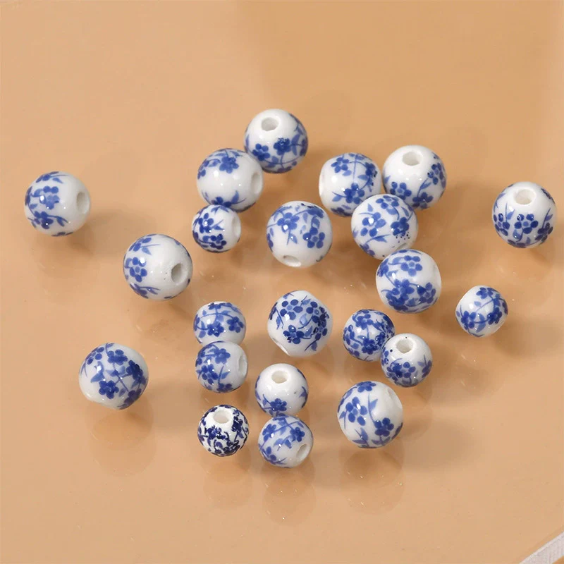 Loose Ceramic Soft Pottery Round Beads With Flower Pattern For Diy Handmade Jewelry Printing Process - Image 6