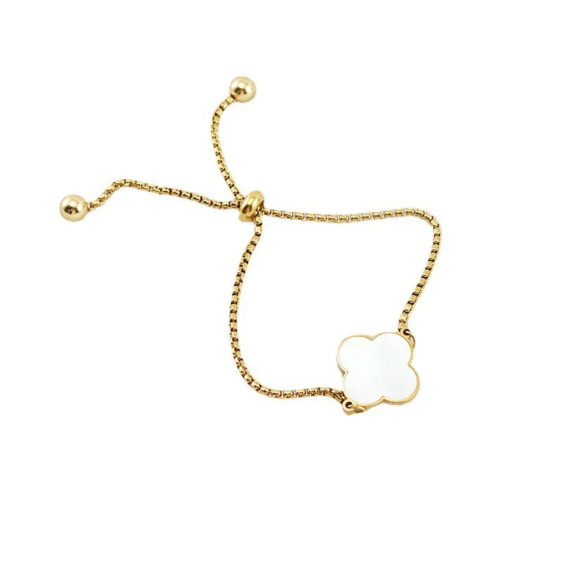 Lucky Fourleaf Clover 316L Stainless Steel Women's Fashion Allmatch 18K Gold Plated Bracelet - Image 5