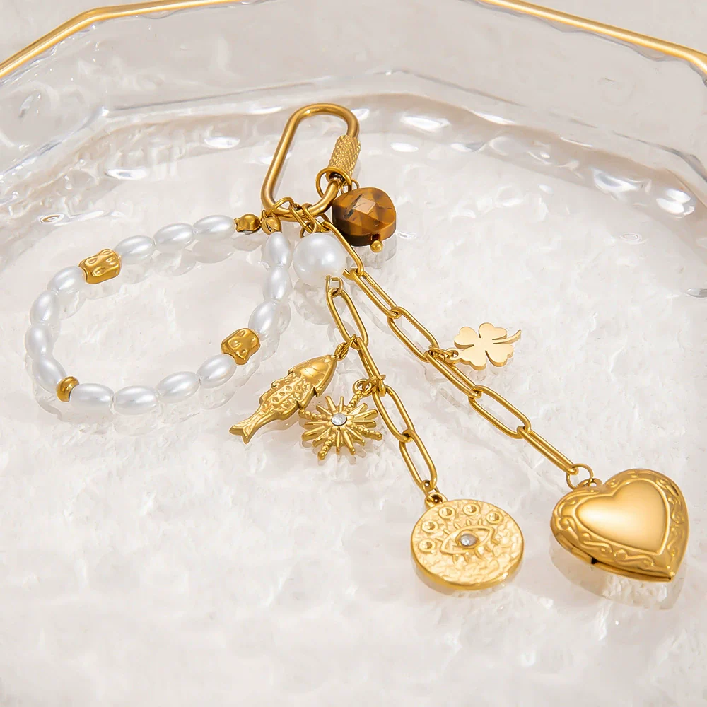 Luggage Chain Pendant Beaded Stainless Steel Fashion Love Water Drops Bells Electroplated - Image 3
