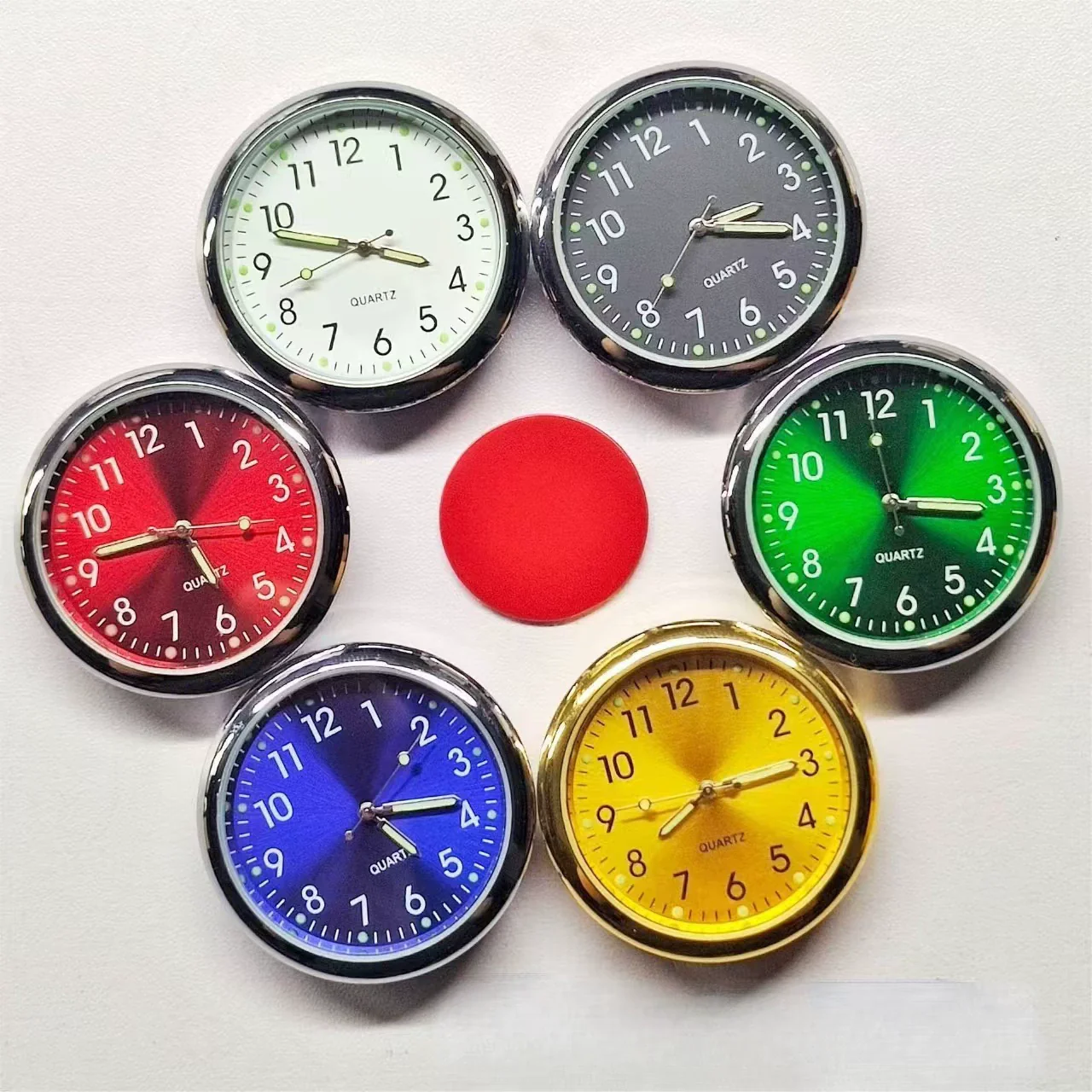 Luminous Metal Car Clock Air Vent Clip Round Dial Alloy Case Business Style