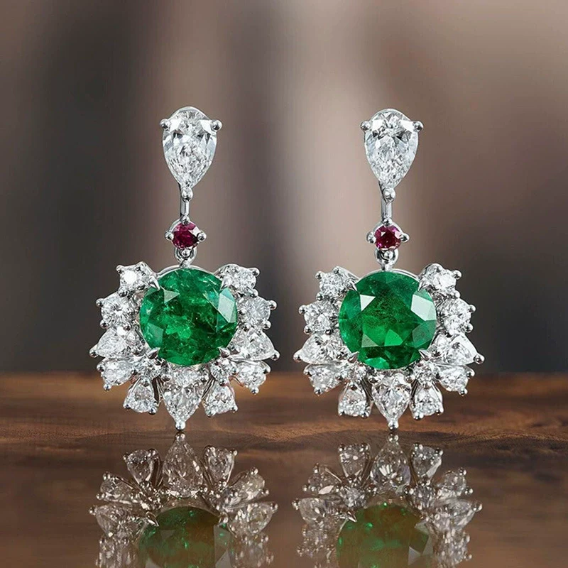 Luxury Palace Style Female Earrings Inlaid With Zircon Copper Material