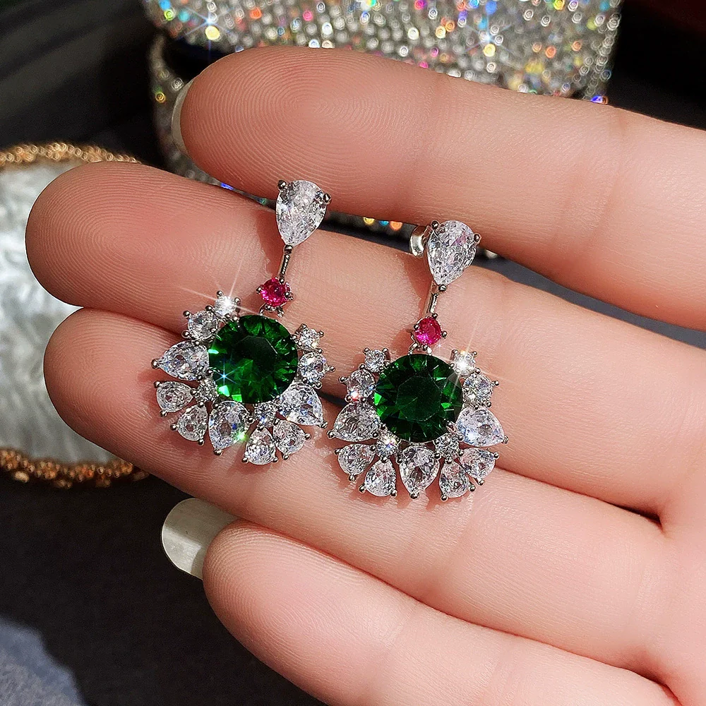 Luxury Palace Style Female Earrings Inlaid With Zircon Copper Material - Image 2