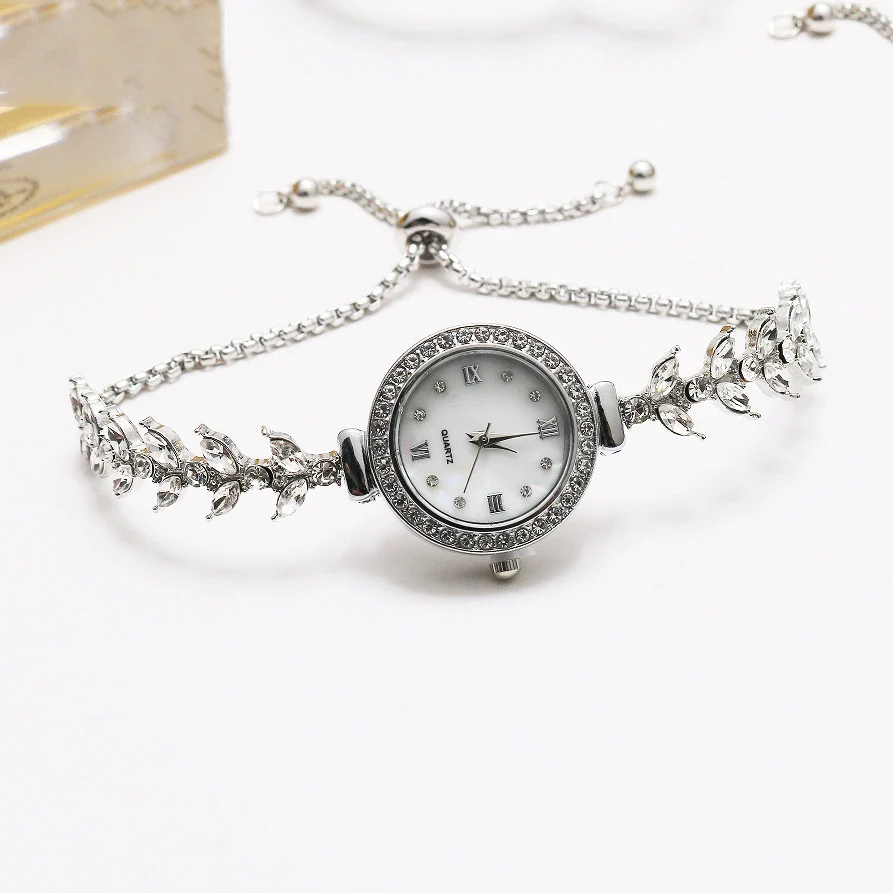 Luxury Rhinestone Adjustable Women's Watch Strap Bracelet Stainless Steel And Alloy Material Round Shape Leisure Style - Image 4
