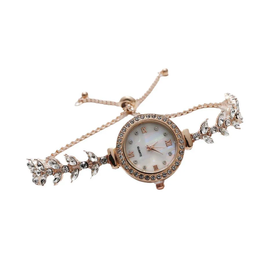 Luxury Rhinestone Adjustable Women's Watch Strap Bracelet Stainless Steel And Alloy Material Round Shape Leisure Style - Image 5
