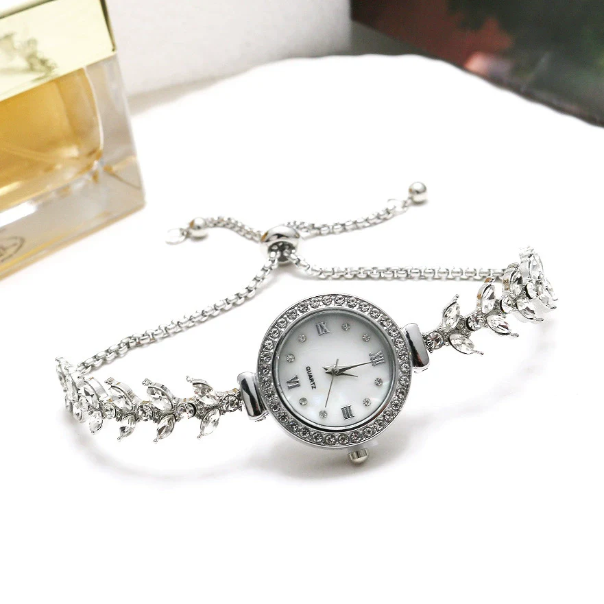 Luxury Rhinestone Adjustable Women's Watch Strap Bracelet Stainless Steel And Alloy Material Round Shape Leisure Style - Image 6