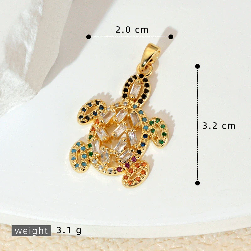 Marine Series Animal Turtle Pendant Necklace Copper Microinlaid Electroplating - Image 18