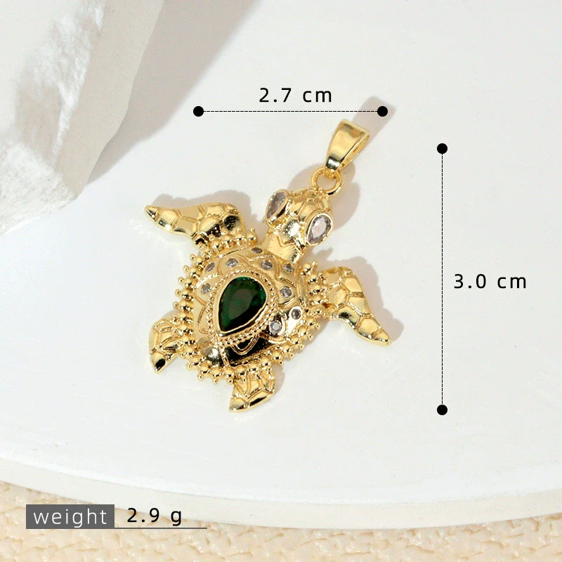 Marine Series Animal Turtle Pendant Necklace Copper Microinlaid Electroplating - Image 25