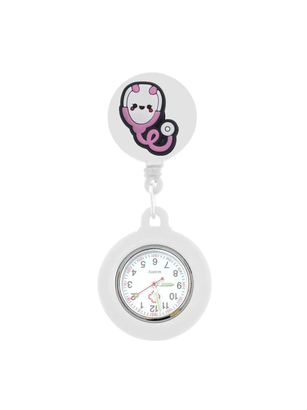 Medical Pocket Watch Alloy Case Silicone Strap Stainless Steel Buckle Round Dial Cartoon Style - Image 20