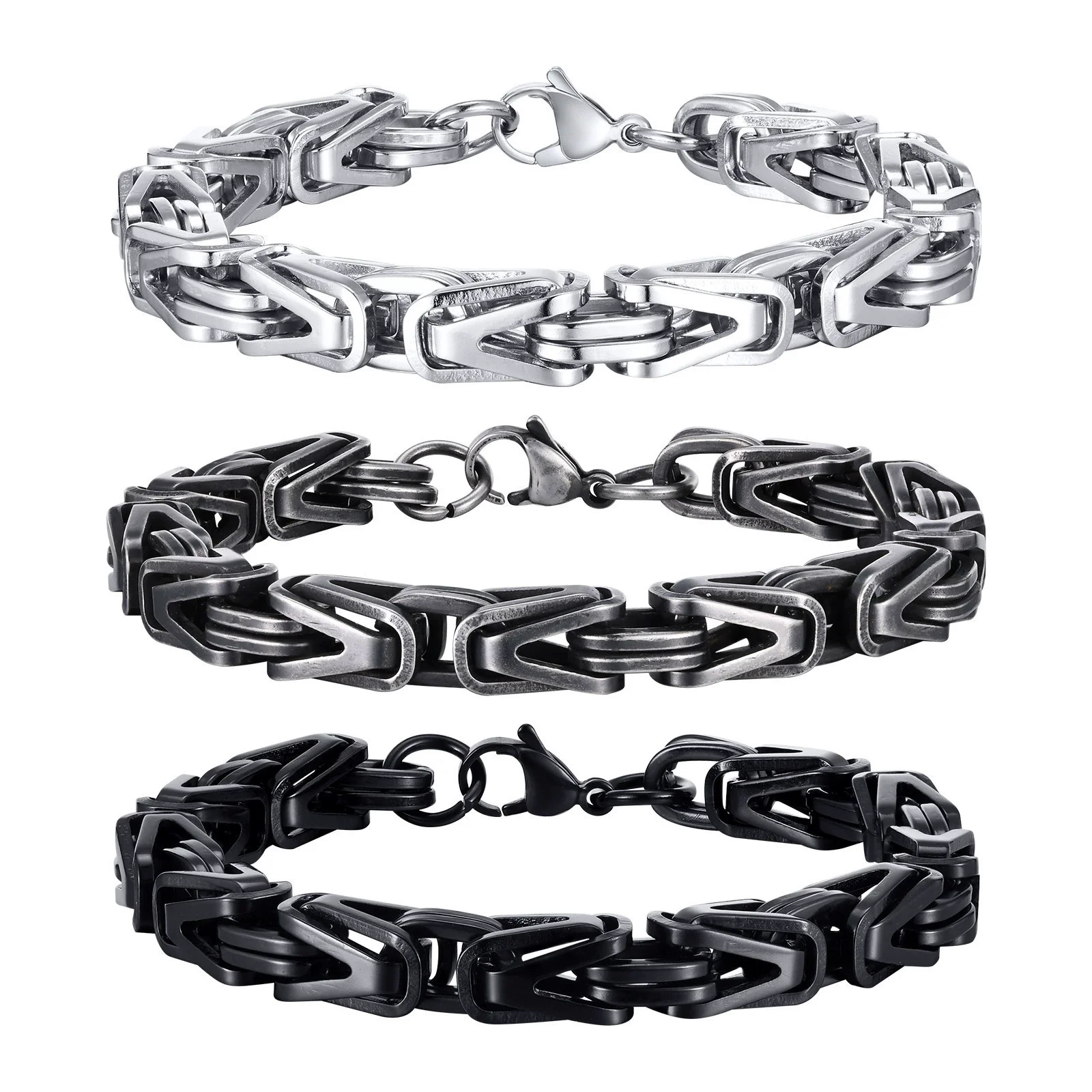 Men Hip Hop Stainless Steel Vshaped Electroplated Chain Bracelet Vintage Fashion - Image 5