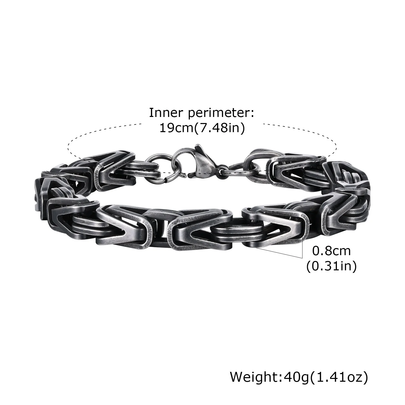 Men Hip Hop Stainless Steel Vshaped Electroplated Chain Bracelet Vintage Fashion - Image 8