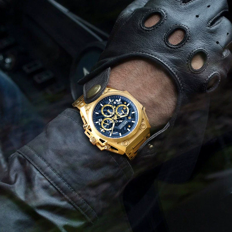 Men's 316 Stainless Steel Hollow Fashion Sports Chronograph Quartz Round Watch - Image 3