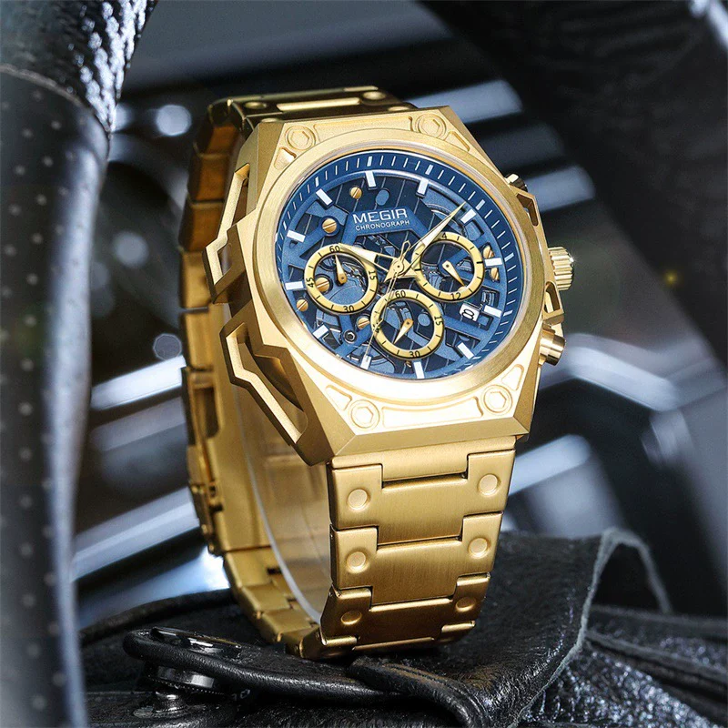 Men's 316 Stainless Steel Hollow Fashion Sports Chronograph Quartz Round Watch - Image 4