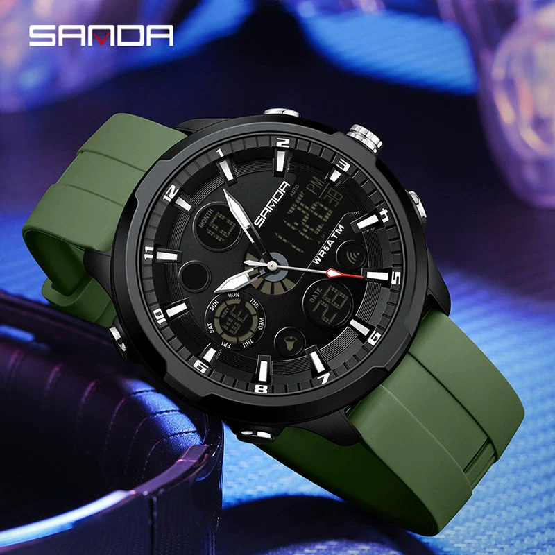 Men's Alloy Alloy Abs And Silicone Round Fashion Casual Waterproof Luminous Multifunction Watch - Image 2
