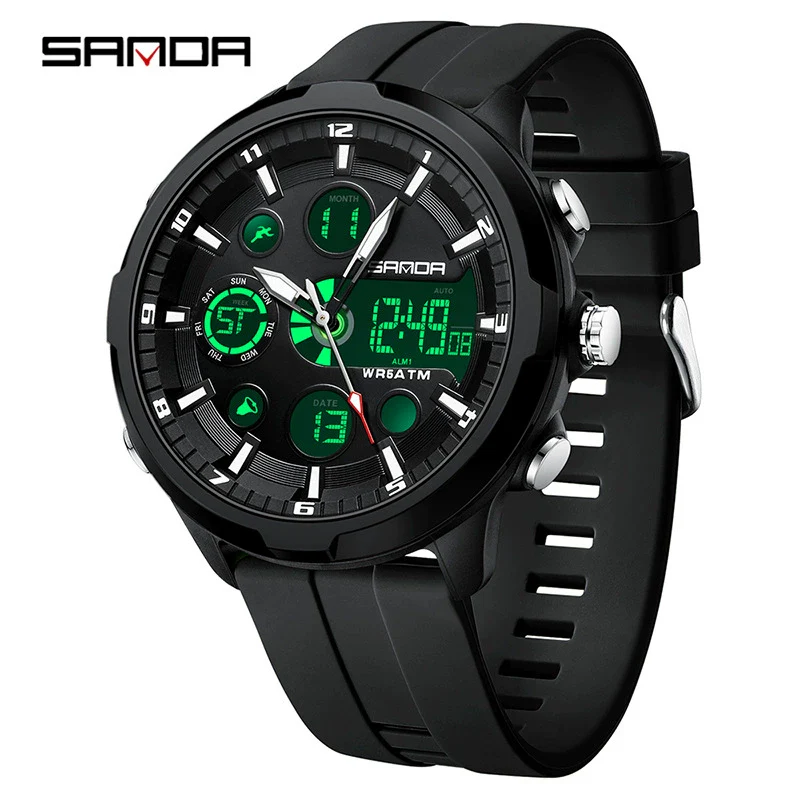 Men's Alloy Alloy Abs And Silicone Round Fashion Casual Waterproof Luminous Multifunction Watch - Image 3