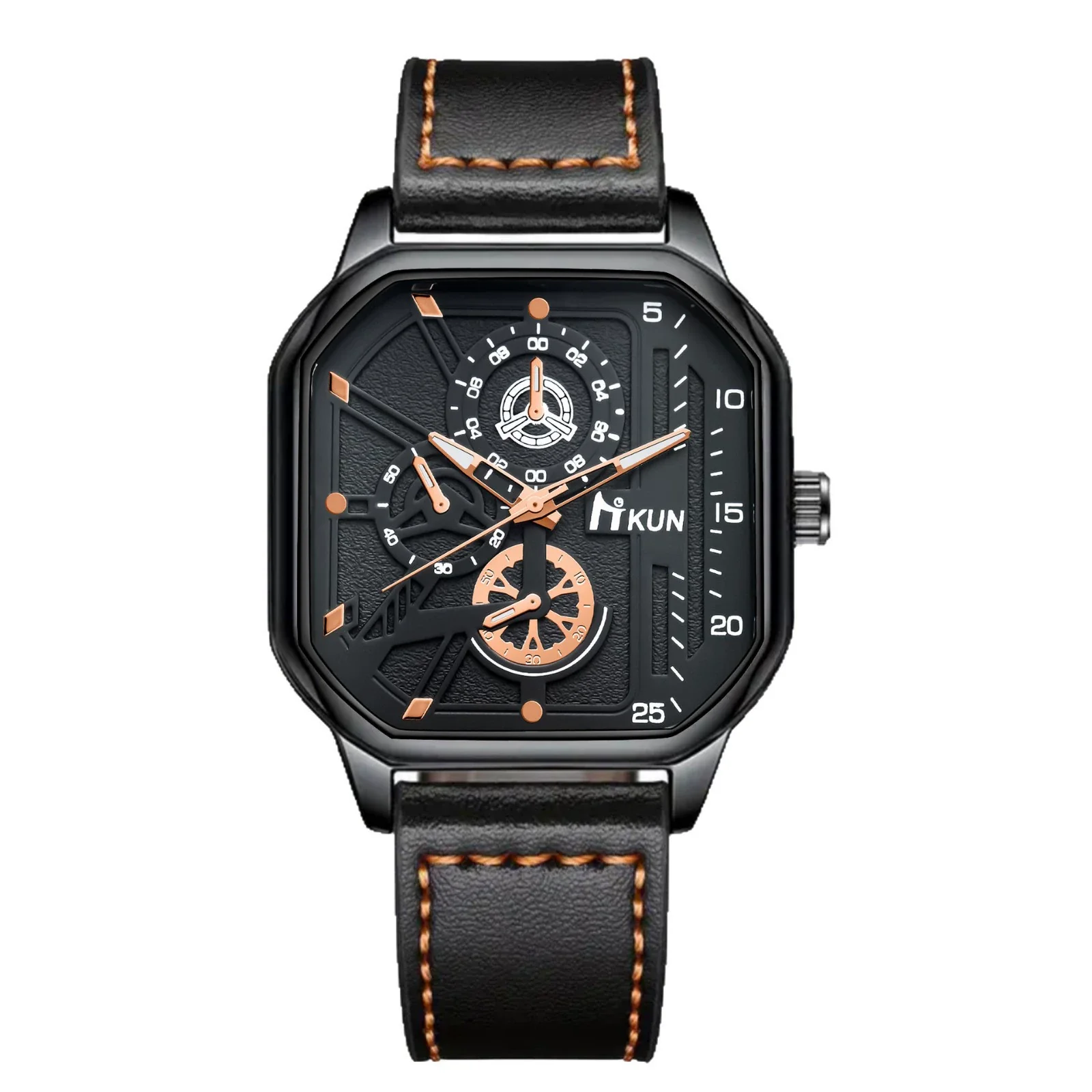 Men's Alloy And Imitation Leather Square Casual Quartz Watch - Image 5