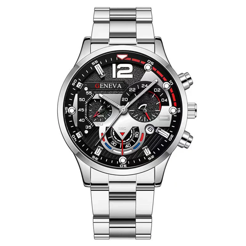 Men's Alloy And Iron Belt Quartz Watch Leisure Style Round Dial Spiral Crown Single Folding Buckle - Image 7