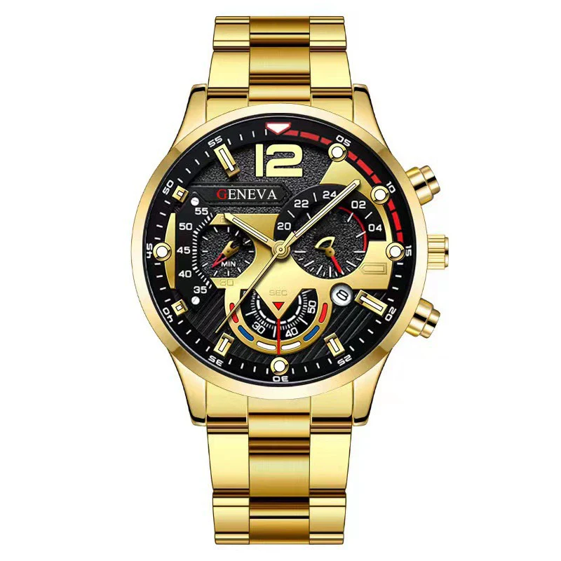 Men's Alloy And Iron Belt Quartz Watch Leisure Style Round Dial Spiral Crown Single Folding Buckle - Image 9