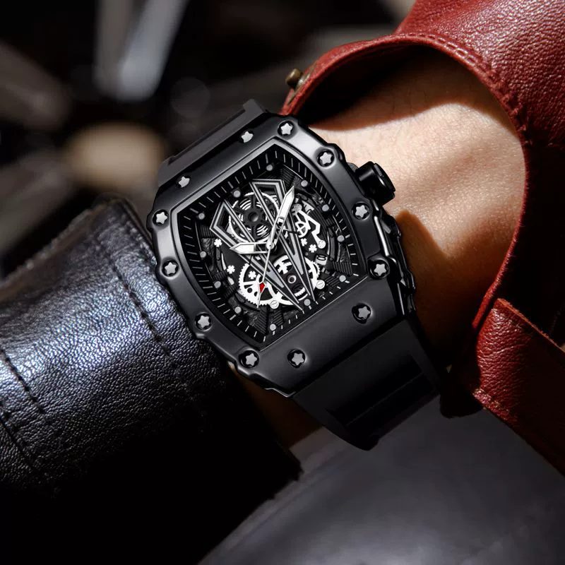 Men's Alloy And Silicone Barrel Shaped Luminous Waterproof Sports Watch - Image 4