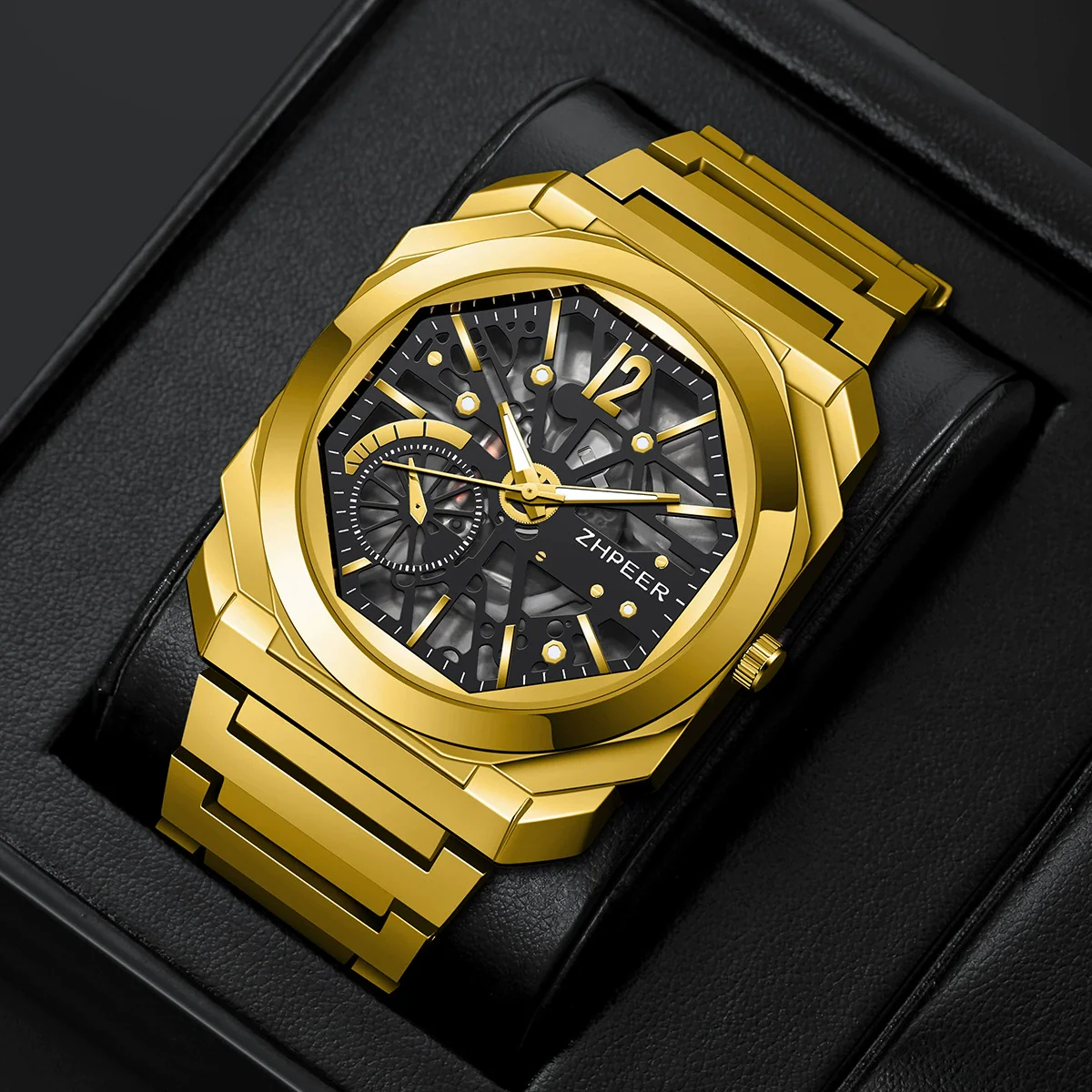 Men's Alloy And Stainless Steel Band Round Dial Sports Mechanical Quartz Watch - Image 7